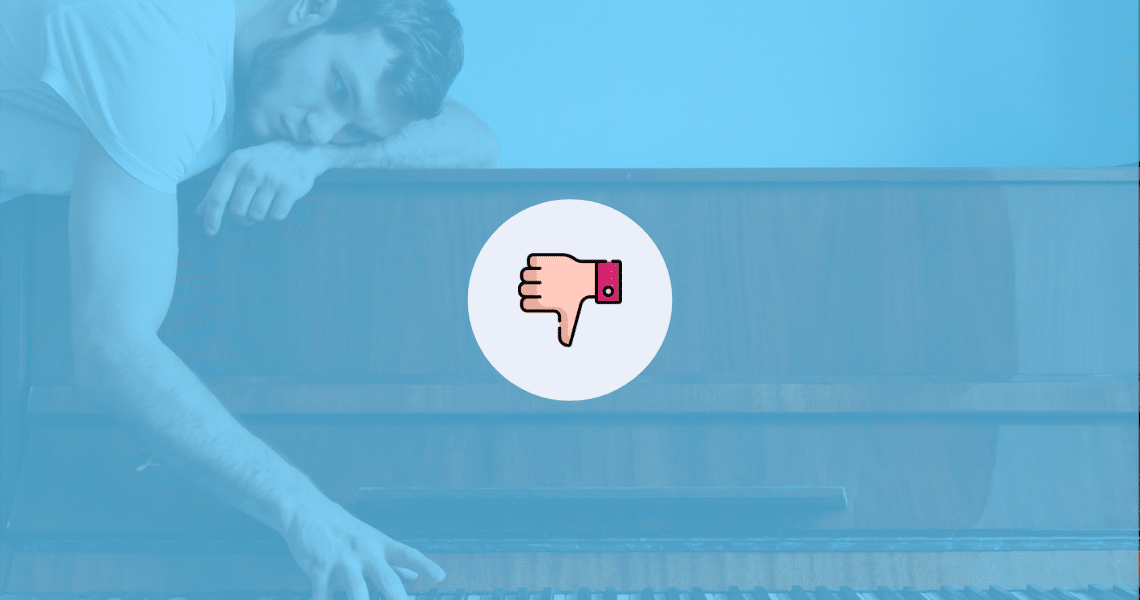A man confidently posing with a thumbs up, demonstrating how to rock your piano performances and reduce anxiety.